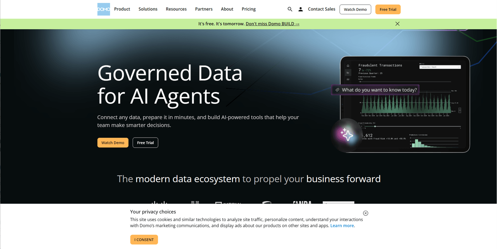 Domo business intelligence dashboard for retail